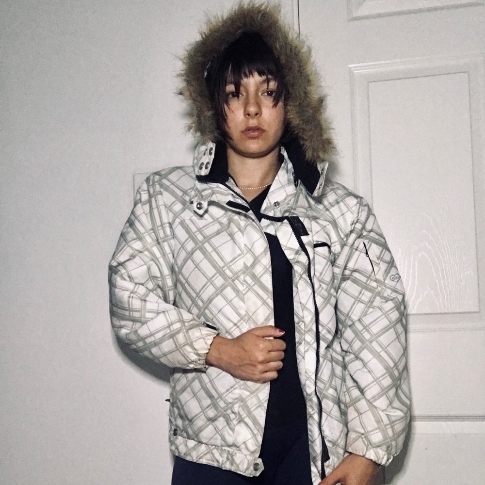 White Snow Jacket with Fur Hood
